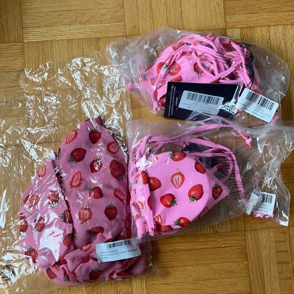 PLT Pink Strawberry Three-Piece Bikini - Picture 15 of 16